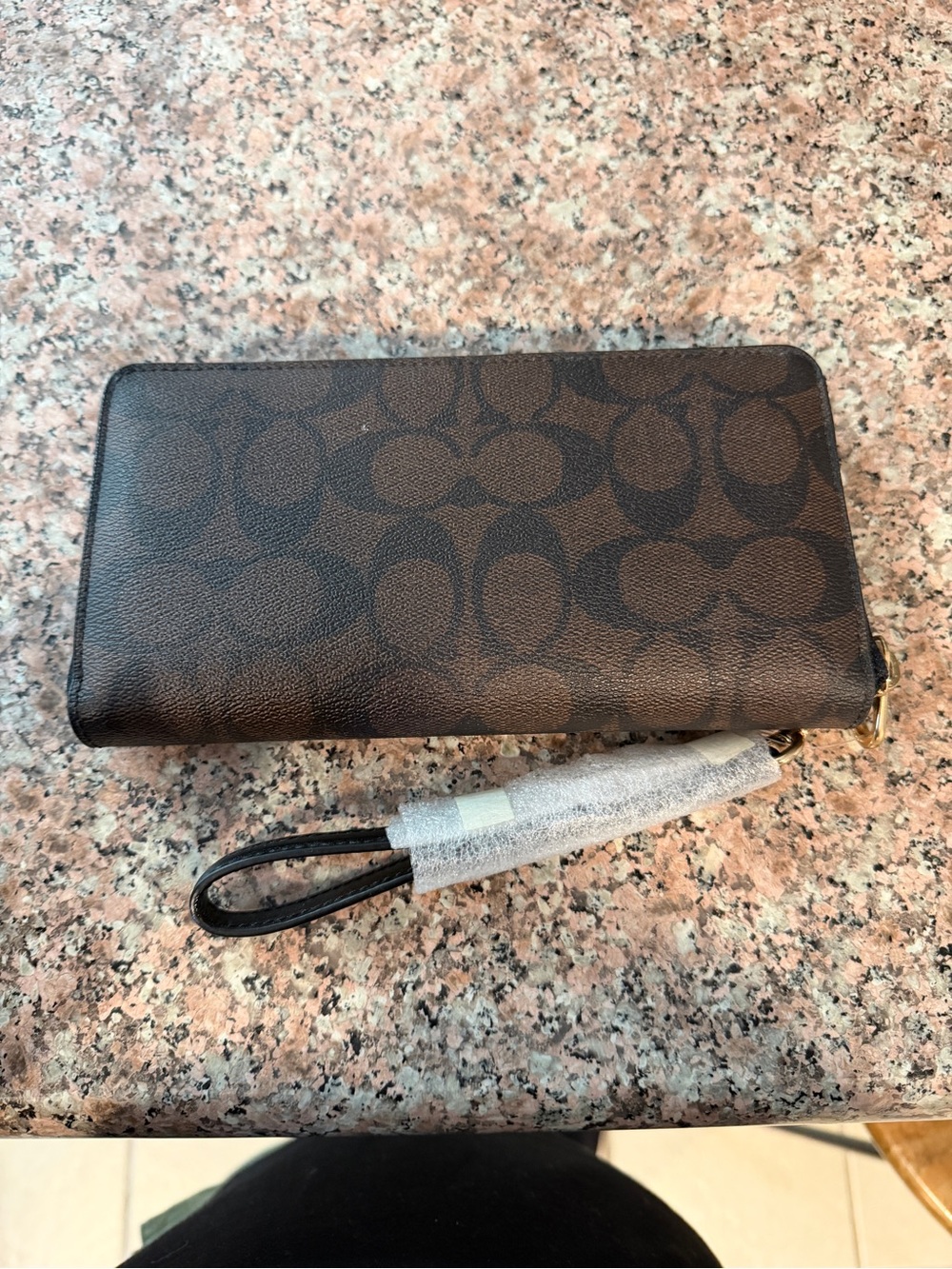 Coach Brown Signature Zip-Around Wallet with Gold Logo - Picture 2 of 4